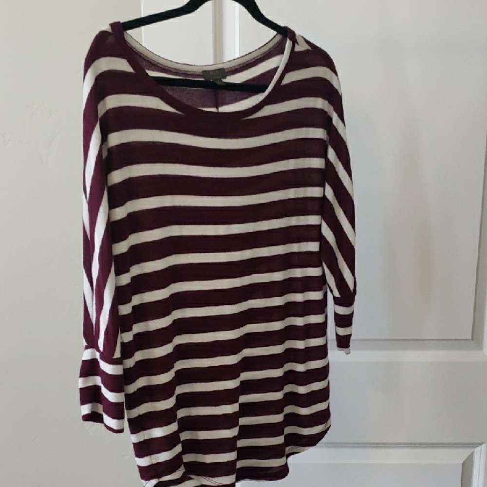Striped Burgundy and White Women's Top